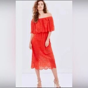 Alice McCall Lace Off the Shoulders Midi Dress